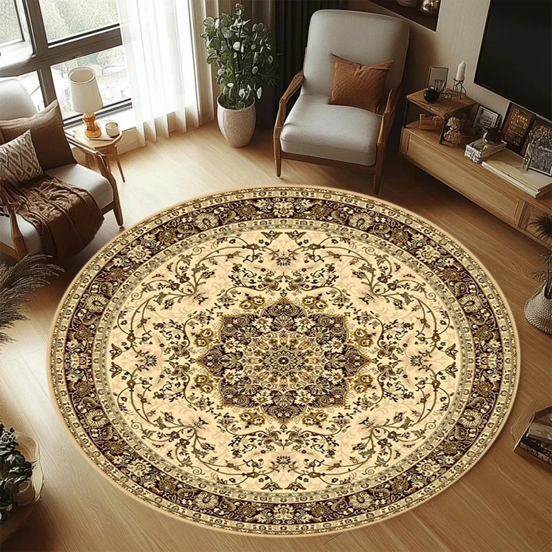 tapis rouge ornements floraux motifs géométriques 80x80cm 120x120cm salon chambre decoration interieur polyester