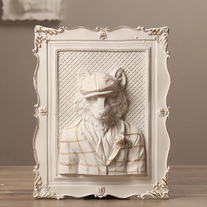 cadres decoratifs relief 3d animaux blanc classique baroque accessoires living room decoration