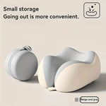 coussin voyage ergonomique mousse mémoire forme gris clips boîte rangement instructions utilisation confortable moderne