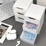rangement blanc moderne boîte bijoux tiroirs plastique organisation comptoir multifonctionnel articles divers matériau
