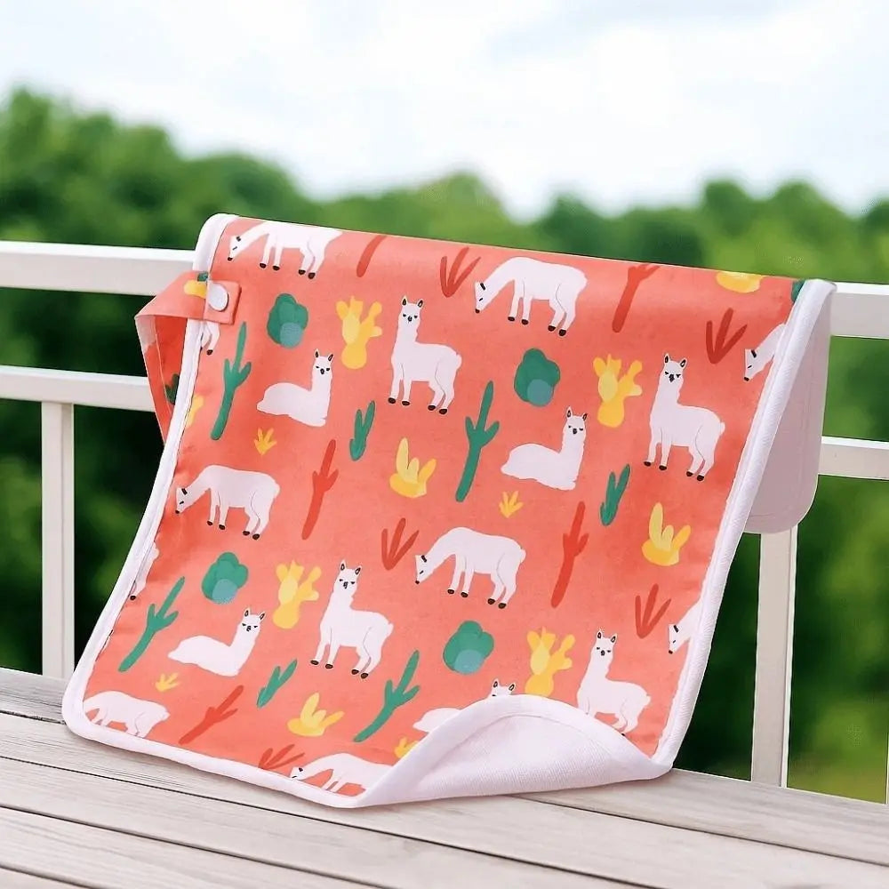 couverture bébé orange lamas cactus moderne facile nettoyer blanc motifs enfants