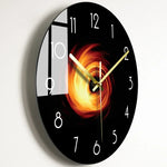 horloge murale moderne noire étoiles galaxie lumineuses salon décoration opaque aiguilles électrique