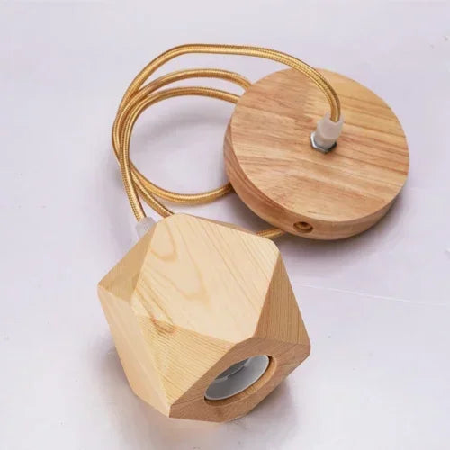 suspension lumineuse moderne bois naturel texture rustique ampoule câble salon chambre