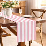 nappe lin rose rayée intérieur rustique décoration table anniversaire réutilisable