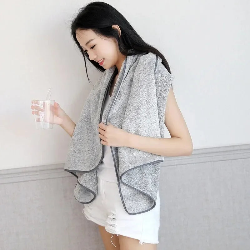 serviette bain fibre bambou rayée gris moderne absorption rapide 70x35cm