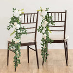 guirlandes florales artificielles roses feuilles vertes mariage romantique extérieur violet blanc bleu