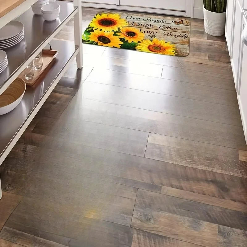 tapis sol extérieur multicolore tournesols rustique adhésif antidérapant fleur vivre simplement rire souvent aimer