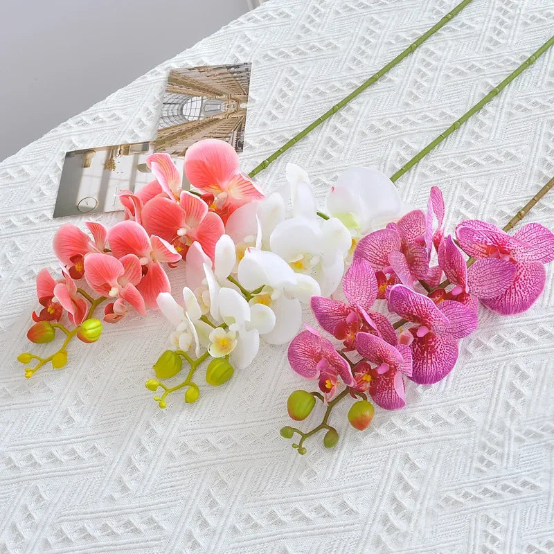 bouquet artificiel orchidées phalaenopsis rose blanc jaune moderne décoration intérieure mariage anniversaire fêtes