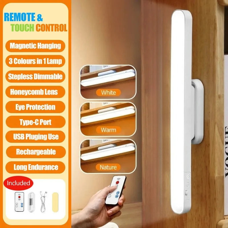 lampe led rechargeable blanc moderne aimant télécommande port charge adaptateur dc angle adjustable