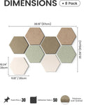 panneaux hexagonaux decoratifs mur modernes panneau acoustique beige marron gris minimaliste fixations adhésives elementos