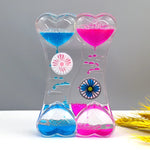 minuteur sablier liquide bicolore transparent motifs géométriques souriant deco moderne