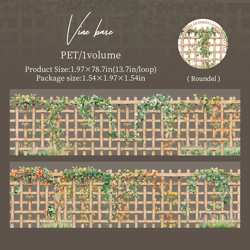 ruban decoratif transparent fleurs vigne vintage floral adhésif naturel blanc marron bleu rose vert