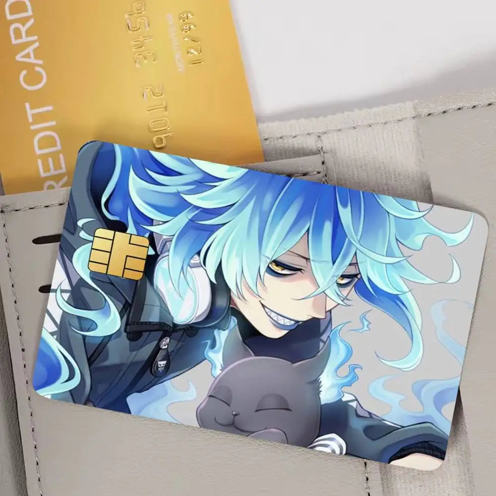 stickers carte crédit vinyle épais motif géométrique moderne bleu foncé imperméable réutilisable