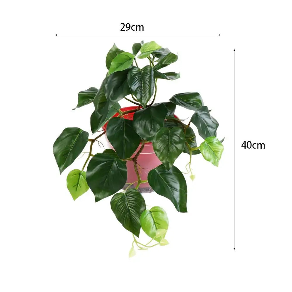 plante artificielle feuilles vertes moderne pot rouge extérieur intérieur décoration
