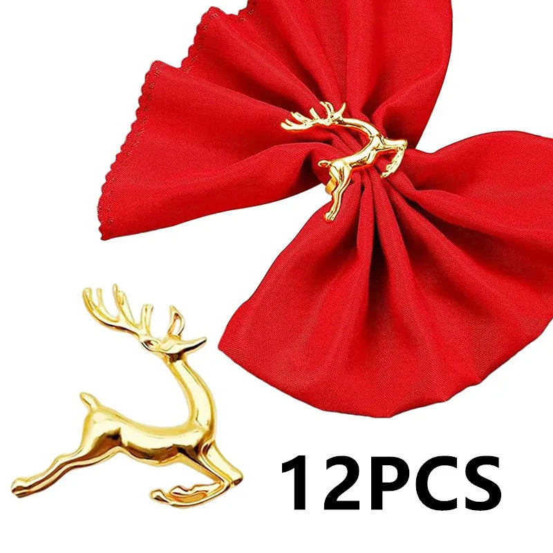 anneaux serviettes renne or clips artisanat respectueux environnement noël thanksgiving table decoration