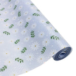 tapis sol decoratif eva beige bleu clair fleurs blancs feuilles vertes kitchen drawer mat