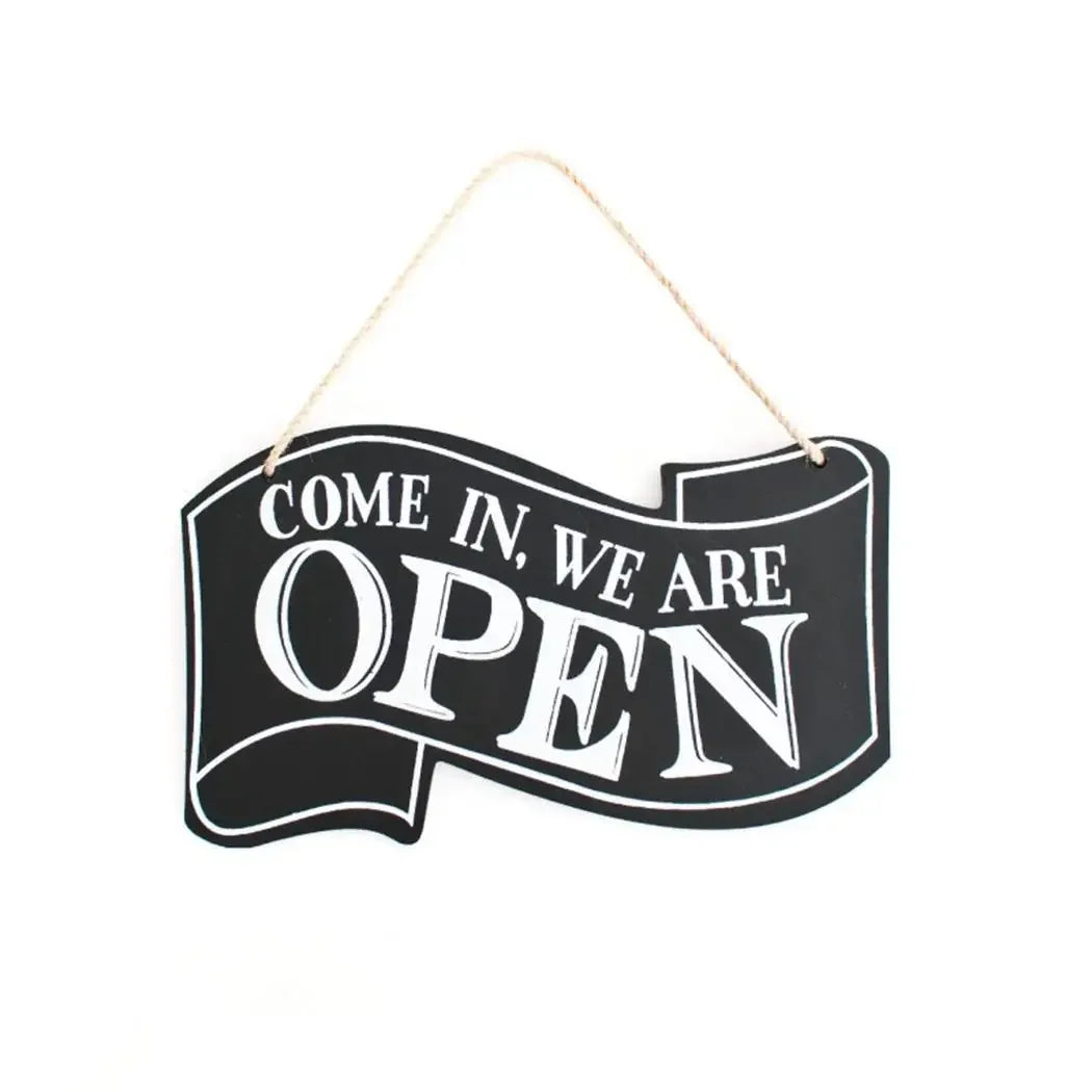 panneau ouverture fermeture lettrage come in we are open sorry we are closed cordelette