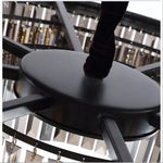 suspension lumineuse moderne cristaux noir doré led élégante tringle chambre salon