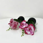 Orchidée artificielle taches violets feuilles vertes pot noir décoration intérieure moderne chambre salon