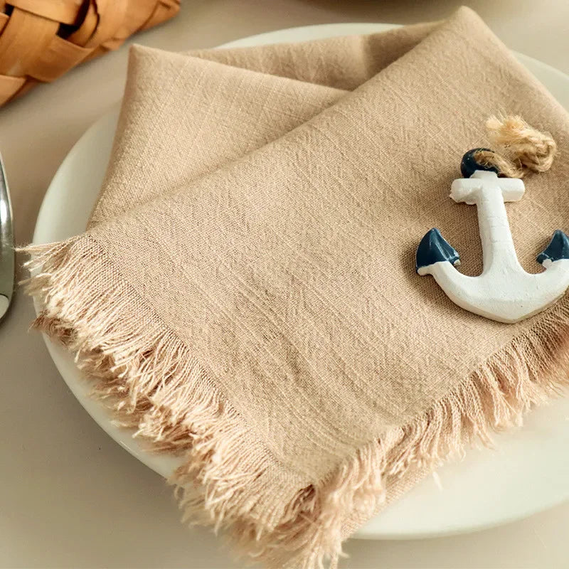 serviettes carrées tissu lin texturé rose lilas gris beige blanc ciel vert bordeaux rustic