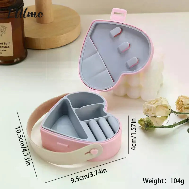 boîte bijoux portable moderne jaune bleu rose pratique clips chaînes boucles d'oreilles plastique lisse