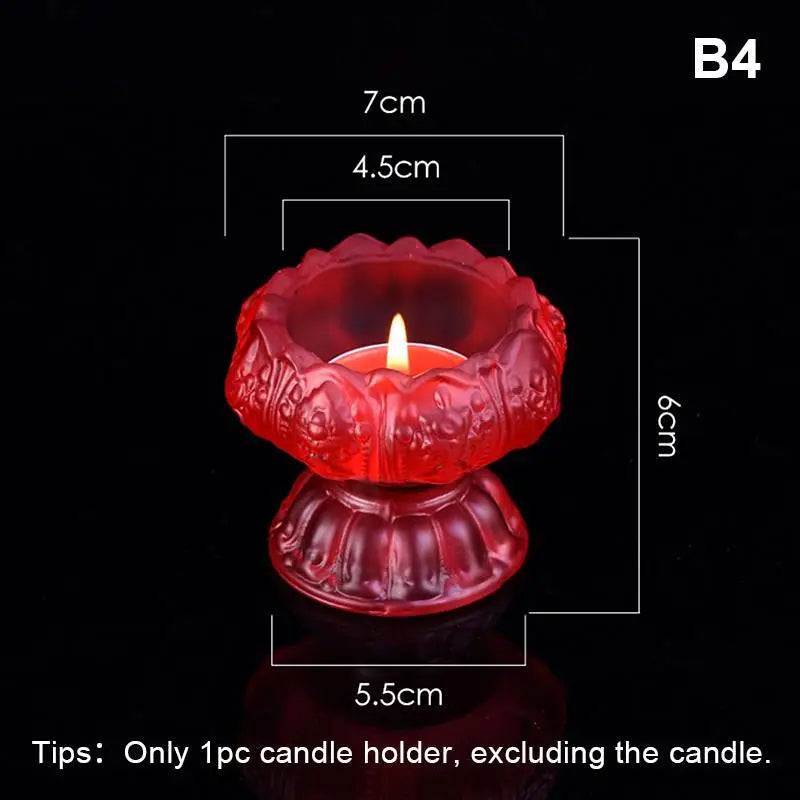 bougeoir verre artisanal forme fleur lotus porte bougie décoratif maison couleur vive opaque