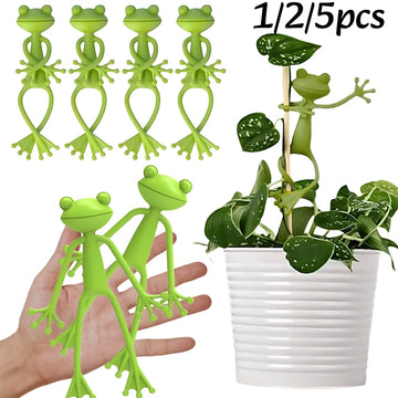 supports plante forme grenouille vert clair jardin decoratif ludique animalier fixe pot tige plante