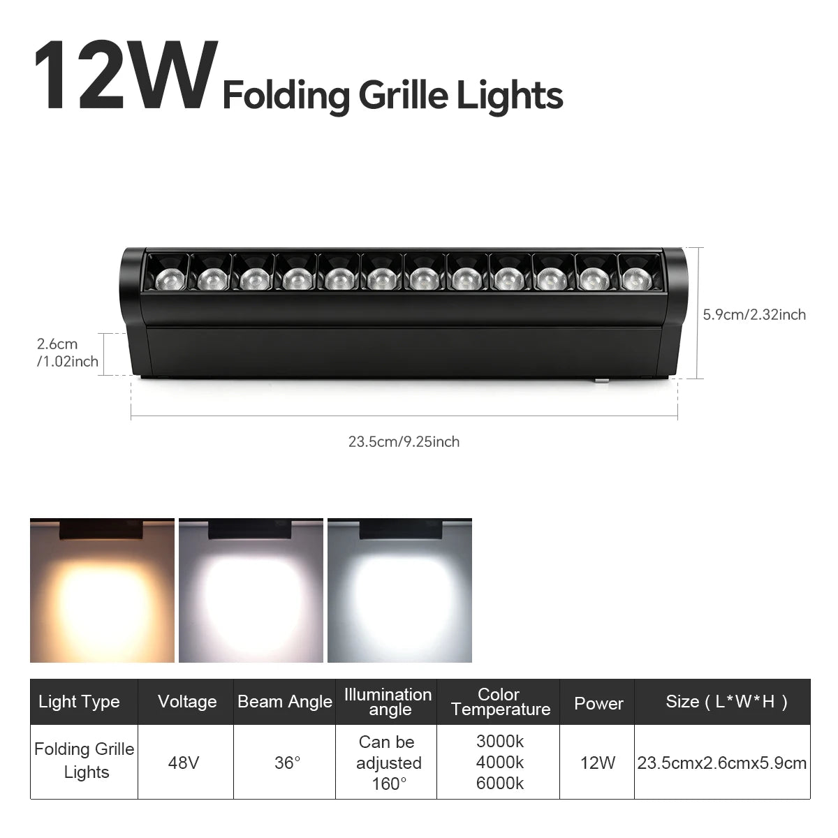 projecteurs led aimants rail noir moderne grille lumineuse réglable certifiés ul rohs