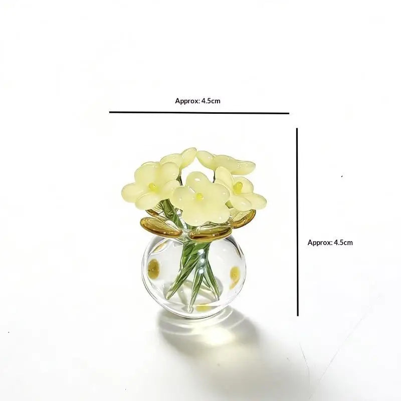 bouquet fleurs artificielles verre transparent jaune blanc rose bleu violet moderne minimaliste