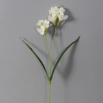 décoration intérieure bouquet artificielle orchidée blanc bleu rose feuilles verte moderne minimaliste
