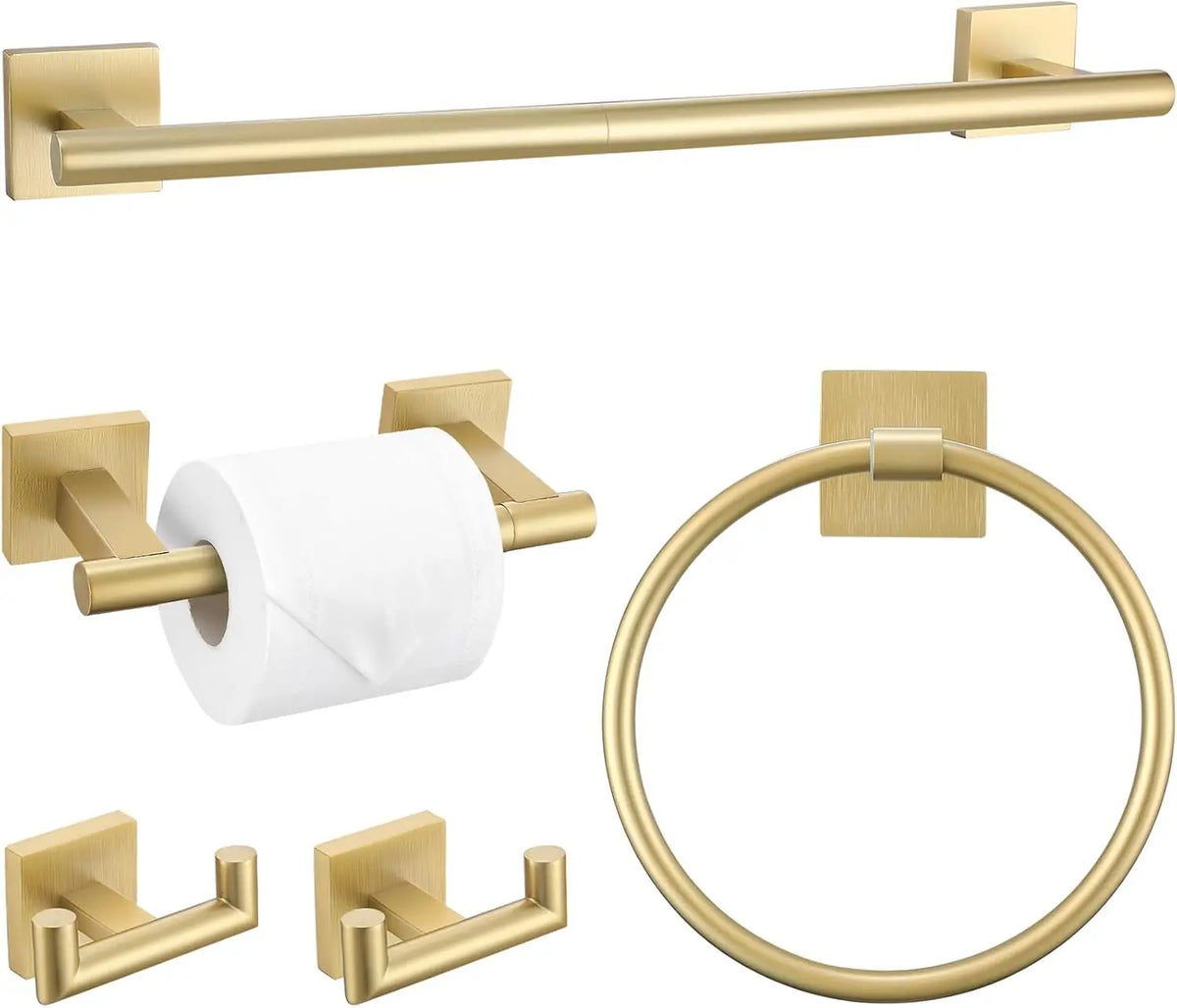 accessoires salle bain ensemble porte serviettes porte papier toilette anneau serviettes moderne doré satiné