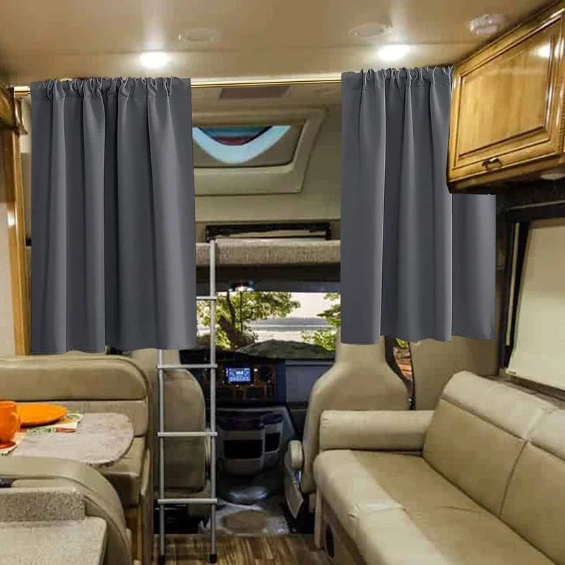 rideaux blackout gris foncé unis camping car opacité élevée deux panneaux moderne