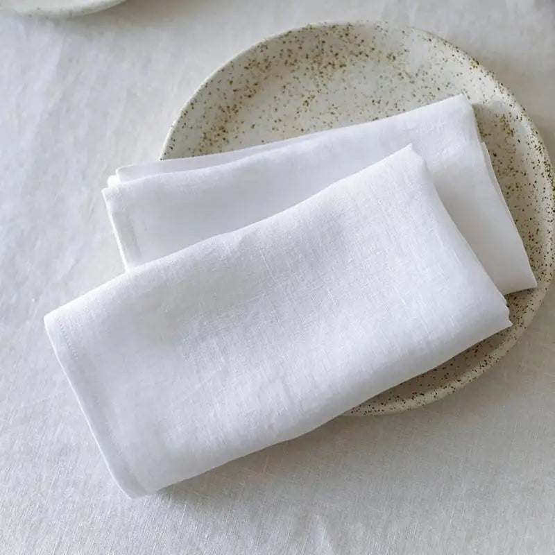 serviettes tissu lin naturel classiques blanc vert bleu clair rose pâle marron respectueux environnement