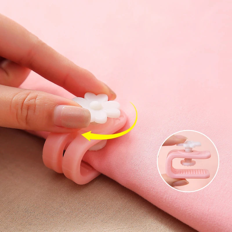 clips fixation violet rose bleu fleurs blanches moderne pratique 12pcs