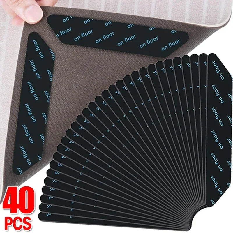 tapis sol antidérapant réutilisable anti bouclage moderne 40 pièces adhésif gris noir