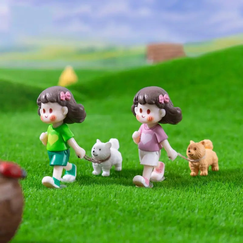 décoration jardin figurines enfants chiens papillons paysage miniature ornement maison festive
