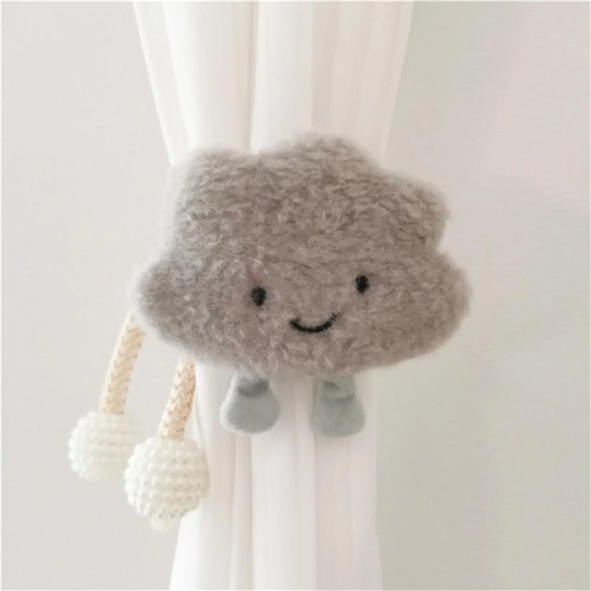 rideau japonaise polyester enfant sourire peluche blanc gris rose bleu mignon opacité chambre decoration