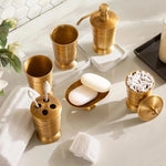 ensemble salle bain doré tasse dents distributeur savon tasse boire support savon pot coton