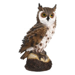 statuette chouette résine marron plumes détaillées tronc arbre intérieur extérieur décoration jardin chambre salon