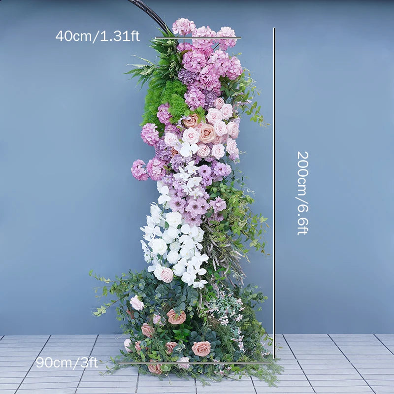 arche décorative florale violet rose blanc vert fleurs artificielles feuillage classique extérieur mariage événement
