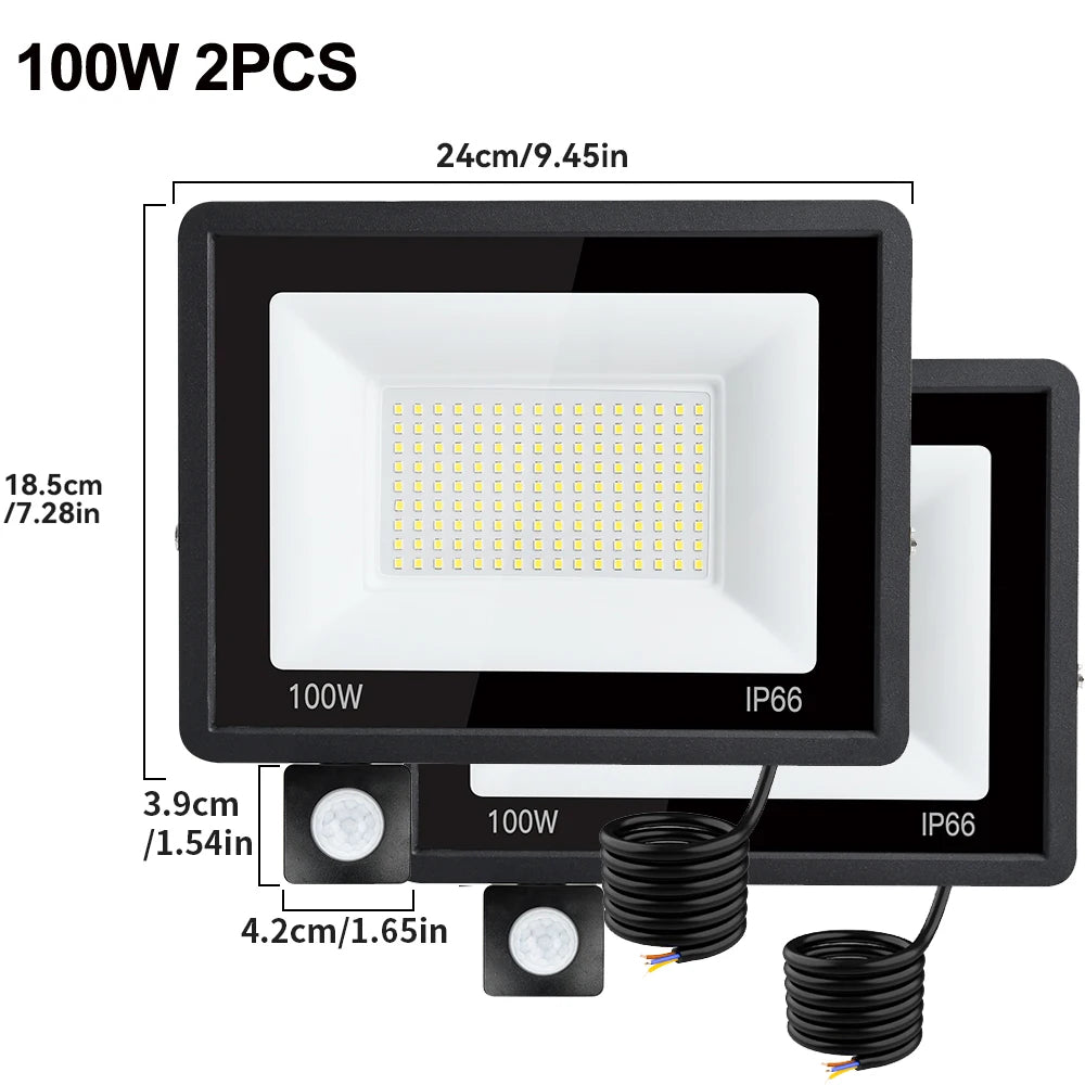projecteur led motion sensor capteur mouvement lumière froide chaude ip66 étanche moderne extérieur jardinôtel