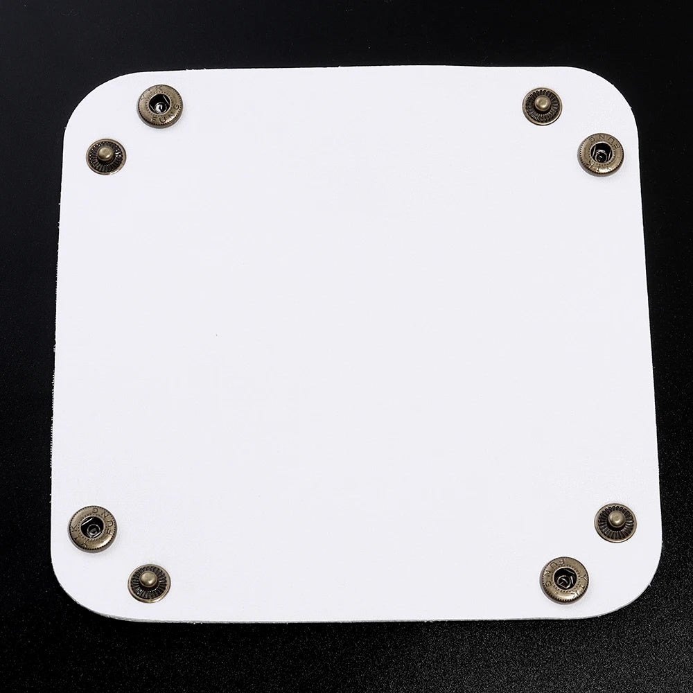 porte bijoux pliable simili cuir moderne bleu rose violet noir blanc minimaliste dorés 15x15cm