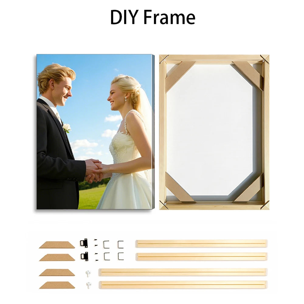 cadre photo personnalisé bois blanc décoration murale mariage famille chat cadeau moderne minimaliste