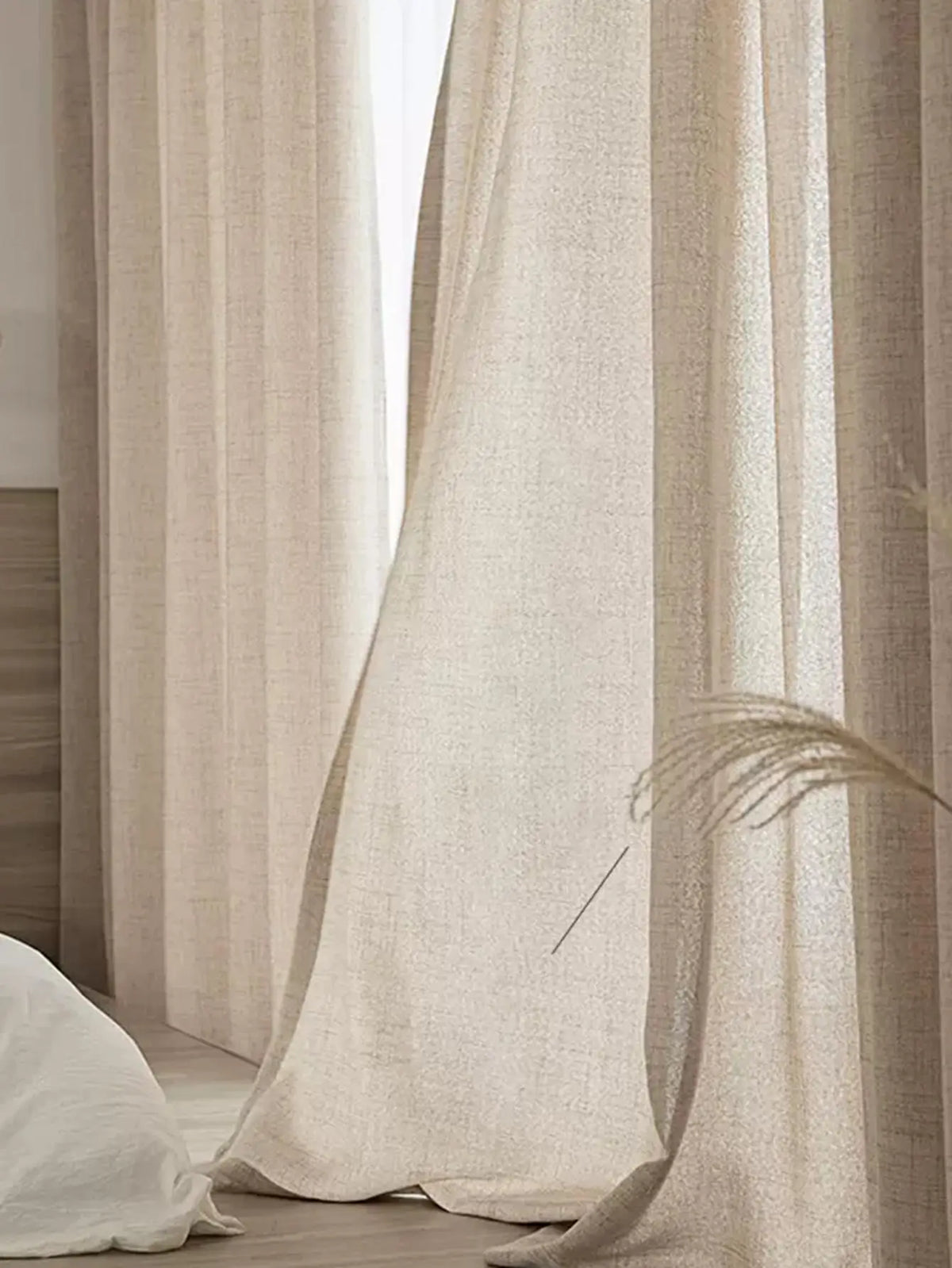 rideau japonais solide beige clair tissu coton lin opaque chambre salon moderne minimaliste