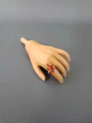 Bague miniature poupée 1/6 pierres précieuses boîte rangement décorative rouge