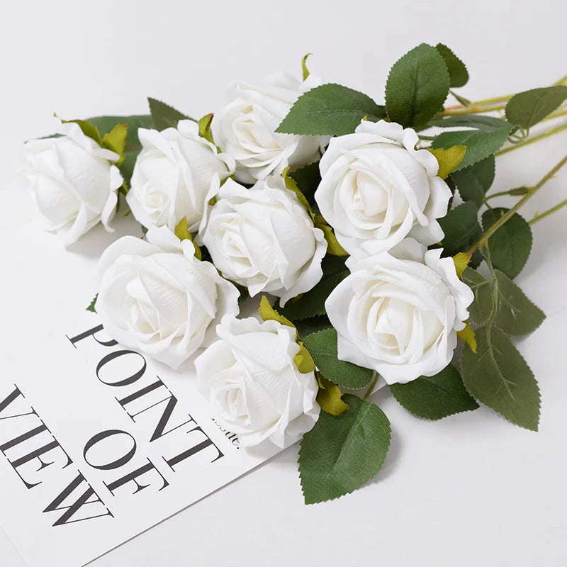 bouquet roses artificielles blanc rouge violet classique décoration maison anniversaire saint valentin mariage