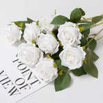 bouquet roses artificielles blanc rouge violet classique décoration maison anniversaire saint valentin mariage