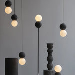 suspension lumineuse moderne minimaliste pierre verre blanc gris texturée 90 260V