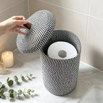 panier rangement corbeille linge noir blanc rayures diagonales moderne respectueux environnement poignée cuir