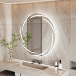 miroir mural moderne blanc doré rond éclairé led anti buée clips touches mémoire couleur